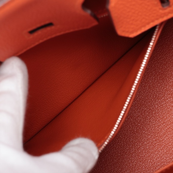 Sold out ✅ Hermes Birkin 25 Togo Orange Poppy Silver Metal - Picture 9 of 12